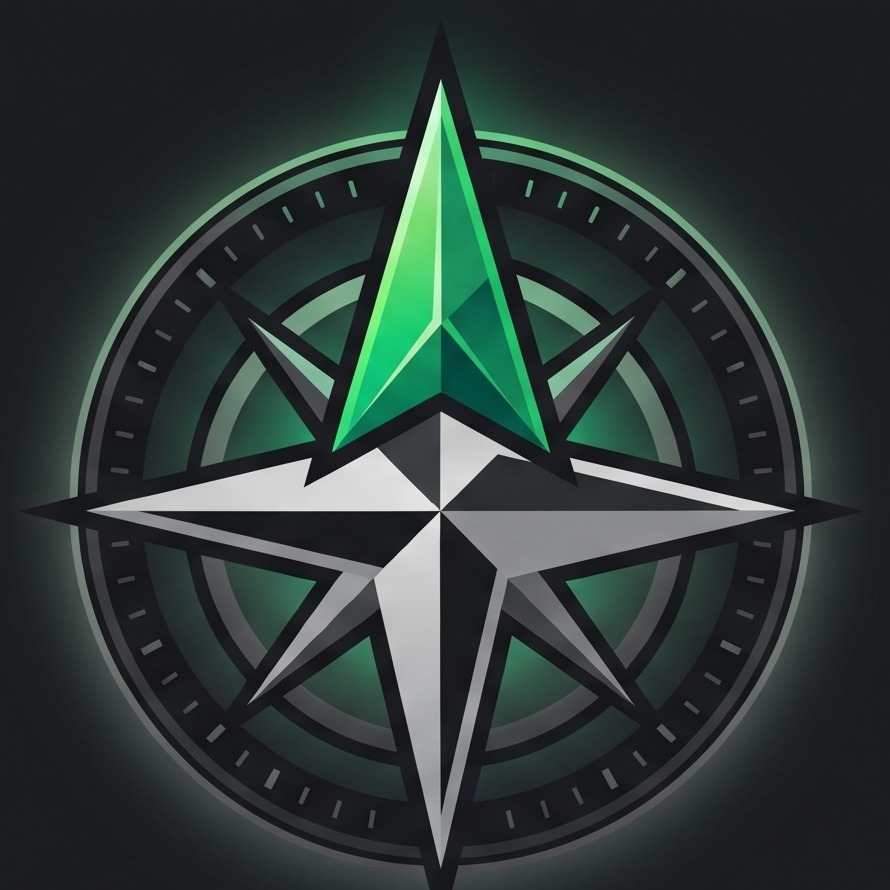 Construct North compass star with green north point